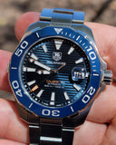 Tag Heuer Aquaracer Calibre 5 Blue Dial Silver Steel Strap Watch for Men - WAY211C.BA0928 Authentic Buy Shop Now