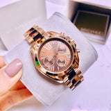 Michael Kors Bradshaw Chronograph Brown Dial Two Tone Steel Strap Watch For Women - MK5944 Authentic Buy Shop Now