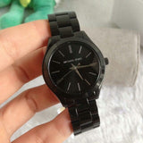 Michael Kors Mini Slim Runway Black Dial Black Steel Strap Watch for Women - MK3587 Authentic Buy Shop Now