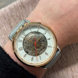 Fossil Vintage Muse Automatic Skeleton White Dial Grey Leather Strap Watch for Women - ME3131 Authentic Buy Shop Now