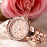 Michael Kors Wren Diamonds Rose Gold Dial Two Tone Steel Strap Watch for Women - MK6159 Authentic Buy Shop Now