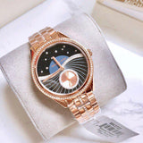 Michael Kors Lauryn Blue Dial Rose Gold Steel Strap Watch for Women - MK3723 Authentic Buy Shop Now
