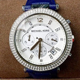 Michael Kors Parker White Dial Navy Blue Leather Strap Watch for Women - MK2293 Authentic Buy Shop Now