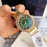 Michael Kors Kerry Green Dial Gold Steel Strap Watch for Women - MK3409 Authentic Buy Shop Now