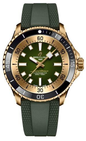Breitling Superocean Automatic 42 Green Dial Green Rubber Strap Watch for Men - N17375201L1S1 Authentic Buy Shop Now