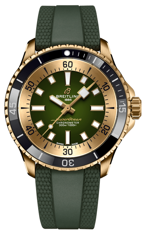 Breitling Superocean Automatic 42 Green Dial Green Rubber Strap Watch for Men - N17375201L1S1 Authentic Buy Shop Now