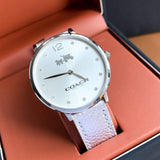 Coach Slim Easton Silver Dial Silver Leather Strap Watch for Women - 14502685 Authentic Buy Shop Now