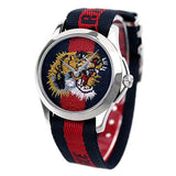 Gucci G Timless Le Marche Des Merveilles Blue & Red Dial Blue & Red Nylon Strap Unisex Watch - YA126495 Authentic Buy Shop Now