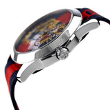 Gucci G Timless Le Marche Des Merveilles Blue & Red Dial Blue & Red Nylon Strap Unisex Watch - YA126495 Authentic Buy Shop Now
