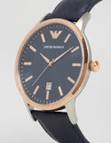 Emporio Armani Renato Analog Blue Dial Black Leather Strap Watch For Men - AR2506 Authentic Buy Shop Now