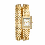 Michael Kors Emery Pave Double Wrap White Dial Gold Steel Strap Watch for Women - MK4833 Authentic Buy Shop Now