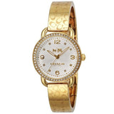 Coach Delancey Diamonds Silver Dial Gold Steel Strap Watch for Women - 14502354 Authentic Buy Shop Now