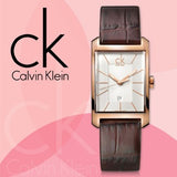 Calvin Klein Window White Dial Brown Leather Strap Watch for Women - K2M23620 Authentic Buy Shop Now