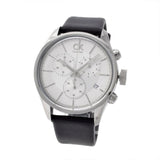 Calvin Klein Masculine Chronograph White Dial Black Leather Strap Watch for Men - K2H27120 Authentic Buy Shop Now