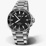 Oris Aquis Date Black Dial Silver Steel Strap Watch for Men - 0173377304134-0782405PEB Authentic Buy Shop Now