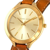 Michael Kors Runway Gold Dial Brown Leather Strap Watch For Women - MK2256 Authentic Buy Shop Now