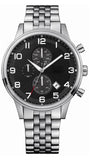 Hugo Boss Aeroliner Chronograph Black Dial Silver Steel Strap Watch For Men - 1512446 Authentic Buy Shop Now