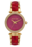 Michael Kors Parker Pink Mother of Pearl Dial Two Tone Steel Strap Watch for Women - MK6490 Authentic Buy Shop Now