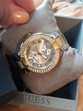 Guess Viva Diamonds Silver Dial Two Tone Steel Strap Watch for Women - W0111L5 Authentic Buy Shop Now