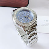 Guess Crown Jewel Diamonds Blue Dial Silver Steel Strap Watch for Women - GW0410L1 Authentic Buy Shop Now