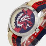 Gucci G Timeless Quartz White Red Blue Dial Multicolored NATO Strap Watch For Men - YA1264059 Authentic Buy Shop Now