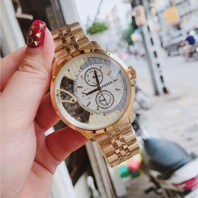 Fossil Townsman Chronograph Skeleton Gold Dial Gold Steel Strap Watch for Men - ME1137 Authentic Buy Shop Now