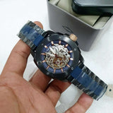 Fossil Modern Machine Automatic Skeleton Blue Dial Two Tone Steel Strap Watch for Men - ME3133 Authentic Buy Shop Now