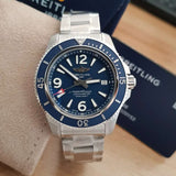 Breitling Superocean Automatic 42mm Blue Dial Silver Steel Strap Watch for Men - A17366D81C1A1 Authentic Buy Shop Now