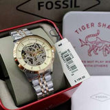 Fossil Townsman Automatic Skeleton White Dial Two Tone Steel Strap Watch for Men - ME3075 Authentic Buy Shop Now