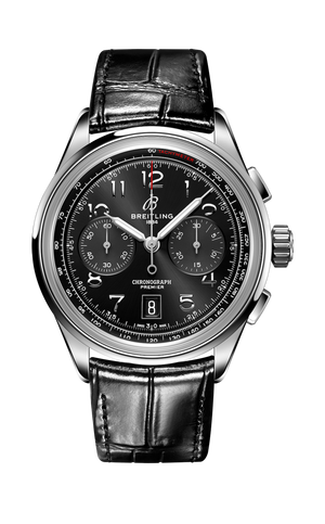 Breitling Premier B01 Chronograph 42 Black Dial Black Leather Strap Watch for Men - AB0145221B1P1 Authentic Buy Shop Now