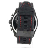 Diesel Mega Chief Chronograph Silver Dial Black Leather Strap Watch For Men - DZ4512 Authentic Buy Shop Now