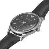 Emporio Armani Lambda Classic Quartz Black Dial Black Leather Strap Watch For Men - AR11020 Authentic Buy Shop Now