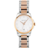 Gucci G Timeless Diamonds Mother of Pearl Dial Two Tone Steel Strap Watch For Women - YA126544 Authentic Buy Shop Now
