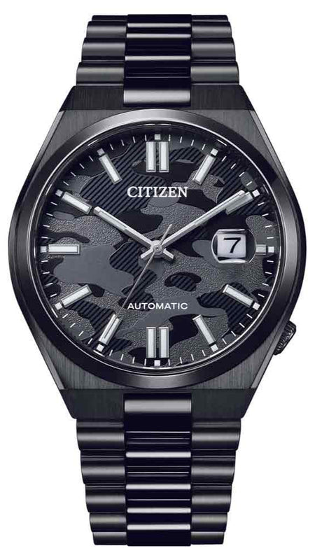Citizen Tsuyosa Automatic Camouflage Black Dial Black Steel Strap Watch For Men - NJ0155-87E Authentic Buy Shop Now