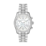 Michael Kors Lexington Chronograph White Dial Silver Steel Strap Watch For Women - MK7243 Authentic Buy Shop Now