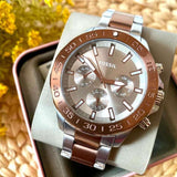 Fossil Bannon Multifunction Brown Dial Two Tone Steel Strap Watch for Men - BQ2502 Authentic Buy Shop Now