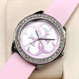 Guess G-Twist Diamonds Silver Dial Pink Rubber Strap Watch for Women - W1240L1 Authentic Buy Shop Now