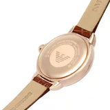 Emporio Armani Mia Quartz Silver Dial Brown Leather Strap Watch For Women - AR11525 Authentic Buy Shop Now
