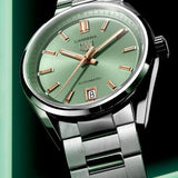 Tag Heuer Carrera Date Automatic 18K Green Dial Silver Steel Strap Watch for Women - WBN2312.BA0001 Authentic Buy Shop Now