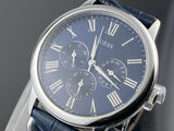 Guess Wafer Chronograph Quartz Blue Dial Blue Leather Strap Watch For Men - W0496G3 Authentic Buy Shop Now