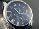 Guess Wafer Chronograph Quartz Blue Dial Blue Leather Strap Watch For Men - W0496G3 Authentic Buy Shop Now