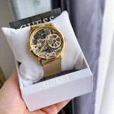 Guess Gadget Gold Dial Gold Mesh Bracelet Watch for Men - GW0538G2 Authentic Buy Shop Now
