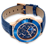 Swarovski Octea Lux Chrono Blue Dial Blue Leather Strap Watch for Women - 5563480 Authentic Buy Shop Now
