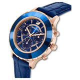 Swarovski Octea Lux Chrono Blue Dial Blue Leather Strap Watch for Women - 5563480 Authentic Buy Shop Now