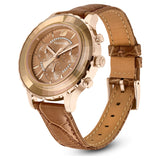 Swarovski Octea Lux Chrono Brown Gold Dial Brown Leather Strap Watch for Women - 5632260 Authentic Buy Shop Now