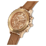 Swarovski Octea Lux Chrono Brown Gold Dial Brown Leather Strap Watch for Women - 5632260 Authentic Buy Shop Now