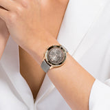 Swarovski Octea Lux Chrono Grey Dial Grey Leather Strap Watch for Women - 5452495 Authentic Buy Shop Now