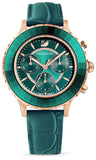 Swarovski Octea Lux Chrono Emerald Green Dial Green Leather Strap Watch for Women - 5452498 Authentic Buy Shop Now
