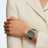 Swarovski Octea Lux Chrono Emerald Green Dial Green Leather Strap Watch for Women - 5452498 Authentic Buy Shop Now