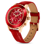 Swarovski Octea Lux Chrono Red Dial Red Leather Strap Watch for Men - 5646975 Authentic Buy Shop Now